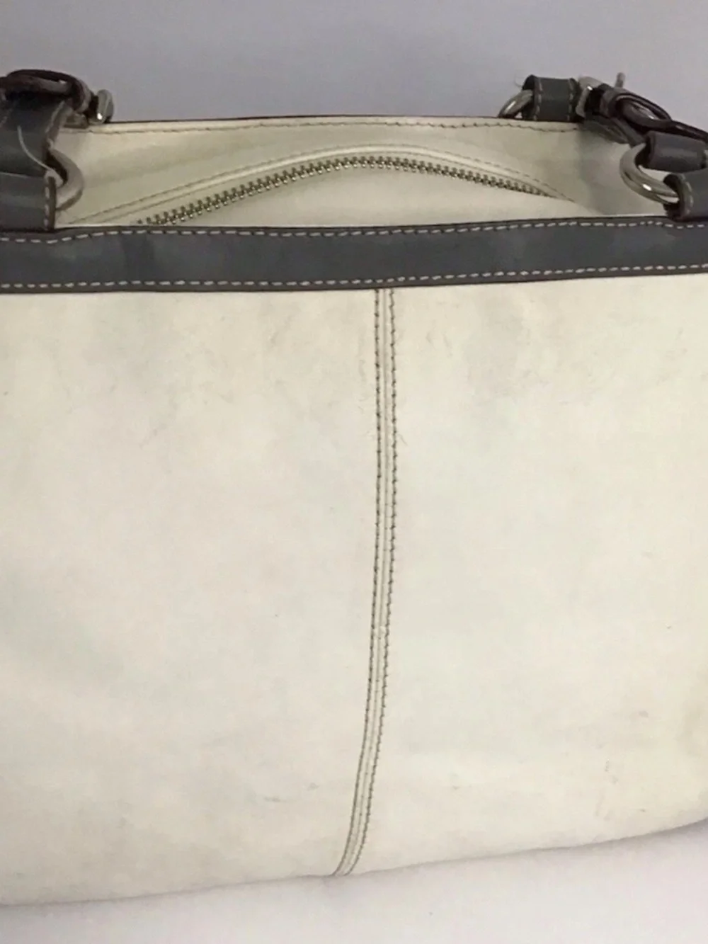 Coach Shoulder white  Gray Leather Purse